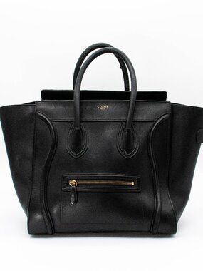 Celine Luggage Mini Tote Black Smooth Leather